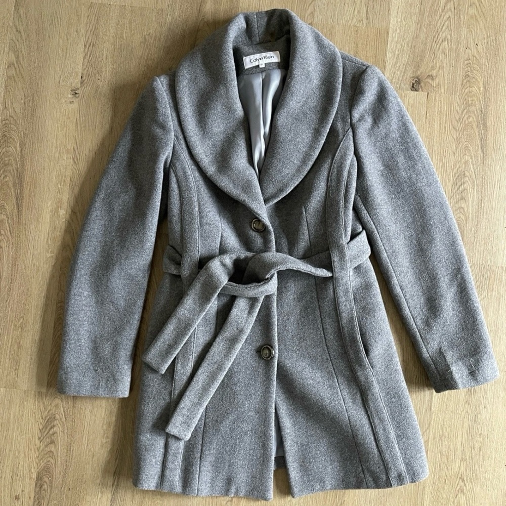 Calvin Klein Elegant Gray Trench Coat